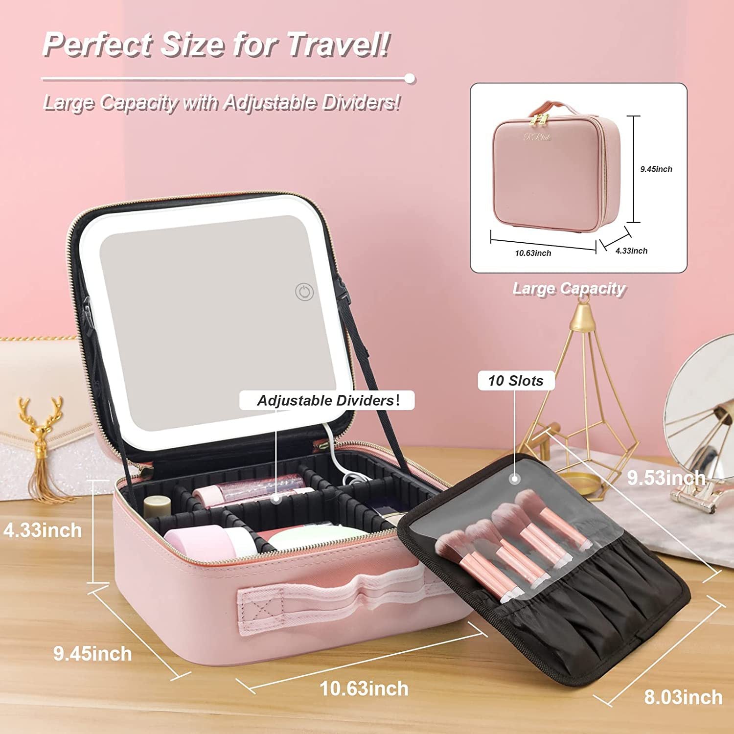 Women Cosmetic Bag LED Make-Up Case With Mirror-Veeddydropshipping
