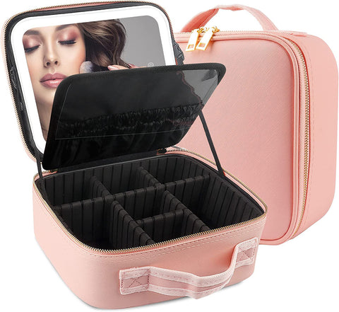 Women Cosmetic Bag LED Make-Up Case With Mirror-Veeddydropshipping