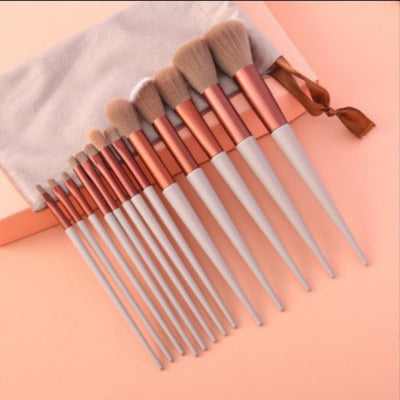 13 PCs Purpleflower Holly Leaf Makeup Brushes Green Beauty Quick-drying Makeup Brush Set1