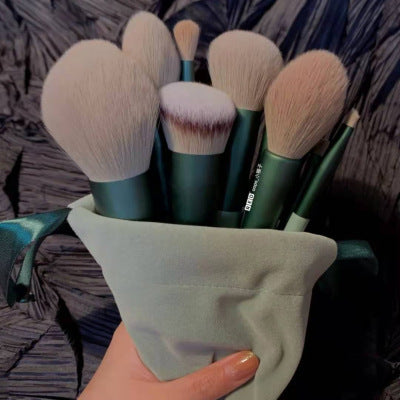 13 PCs Purpleflower Holly Leaf Makeup Brushes Green Beauty Quick-drying Makeup Brush Set-3