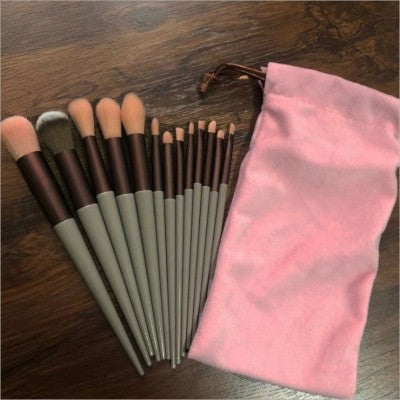 13 PCs Purpleflower Holly Leaf Makeup Brushes Green Beauty Quick-drying Makeup Brush Set-8