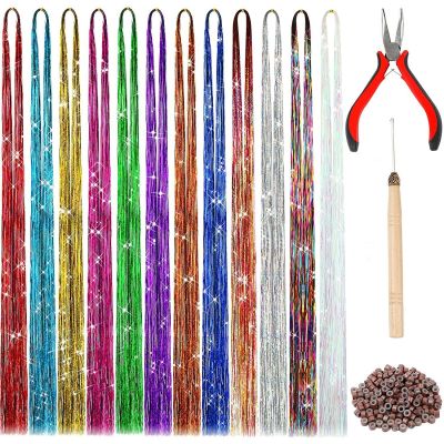 2400 Strands Hair Extension Tinsel 47 Inch Glitter Hair Extensions For Cosplay-1