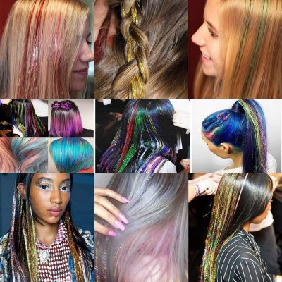 2400 Strands Hair Extension Tinsel 47 Inch Glitter Hair Extensions For Cosplay-5