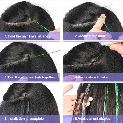 2400 Strands Hair Extension Tinsel 47 Inch Glitter Hair Extensions For Cosplay-6