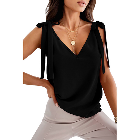       BowknotTieUpCamisoleShirtsWomenSummerFashionTops-7