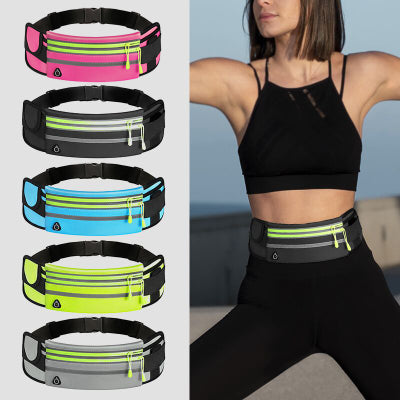Double Zippers Waist Bags Waterproof Sports Running Fanny Pack Fitness-