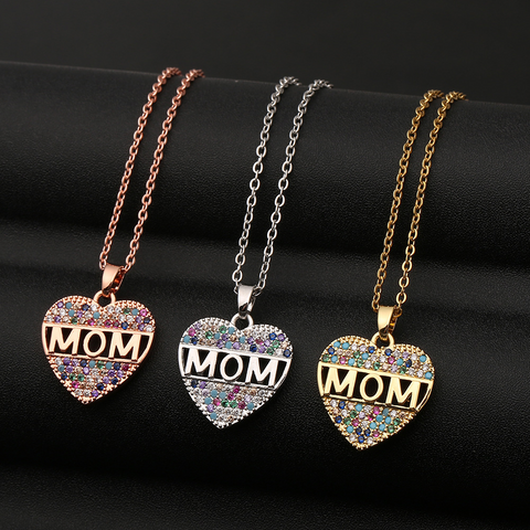    FashionColorfulZirconiaHeartNecklacePendantMother_sDayGift-2