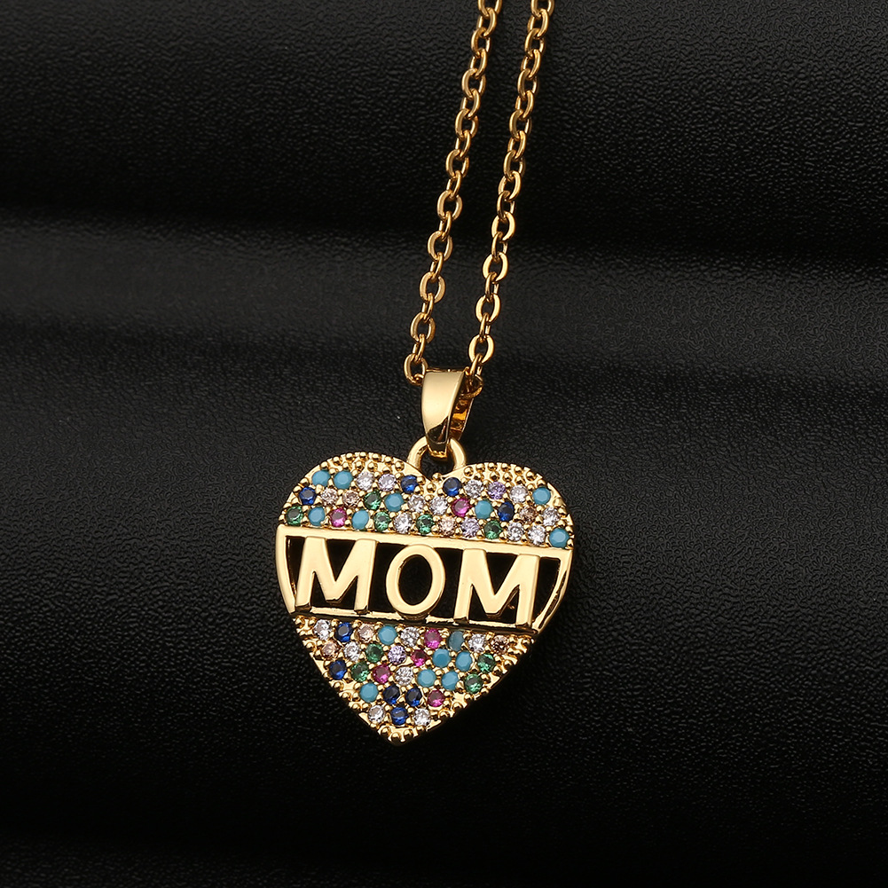       FashionColorfulZirconiaHeartNecklacePendantMother_sDayGift-3