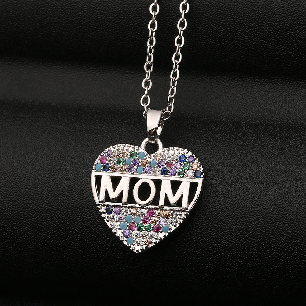       FashionColorfulZirconiaHeartNecklacePendantMother_sDayGift-4