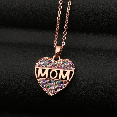       FashionColorfulZirconiaHeartNecklacePendantMother_sDayGift-5