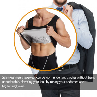 Fitness Corset Men's Shapewear Heat Trapping Shirt Sweat Body Shaper Vest Bodysuit-