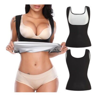 Fitness Corset Men's Shapewear Heat Trapping Shirt Sweat Body Shaper Vest Bodysuit-2