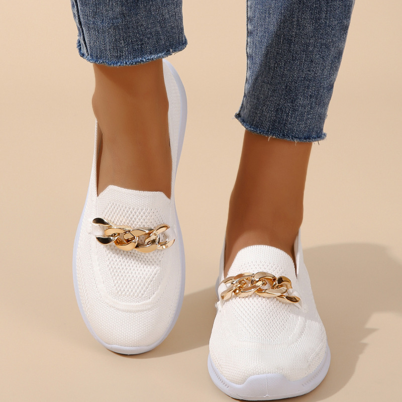 Mother‘s Day Chain Flats Shoes Women Mesh Sports Walking Shoes-2