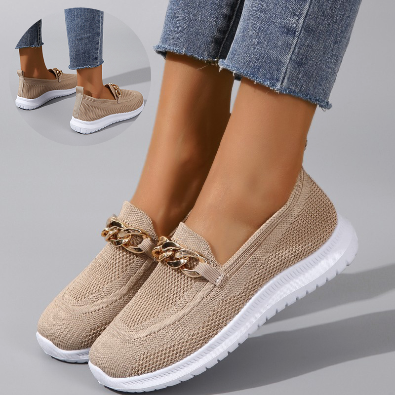 Mother‘s Day Chain Flats Shoes Women Mesh Sports Walking Shoes-3