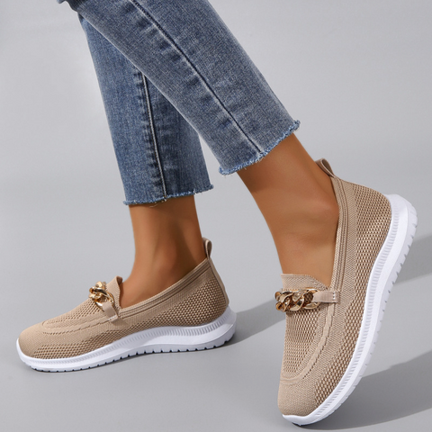Mother‘s Day Chain Flats Shoes Women Mesh Sports Walking Shoes-4