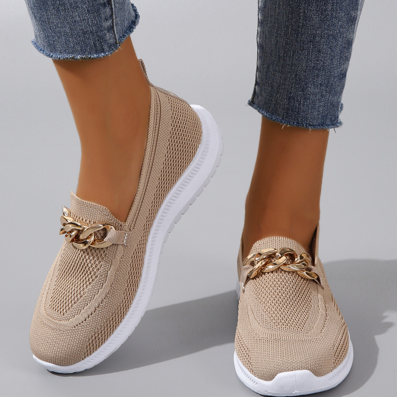 Mother‘s Day Chain Flats Shoes Women Mesh Sports Walking Shoes-5