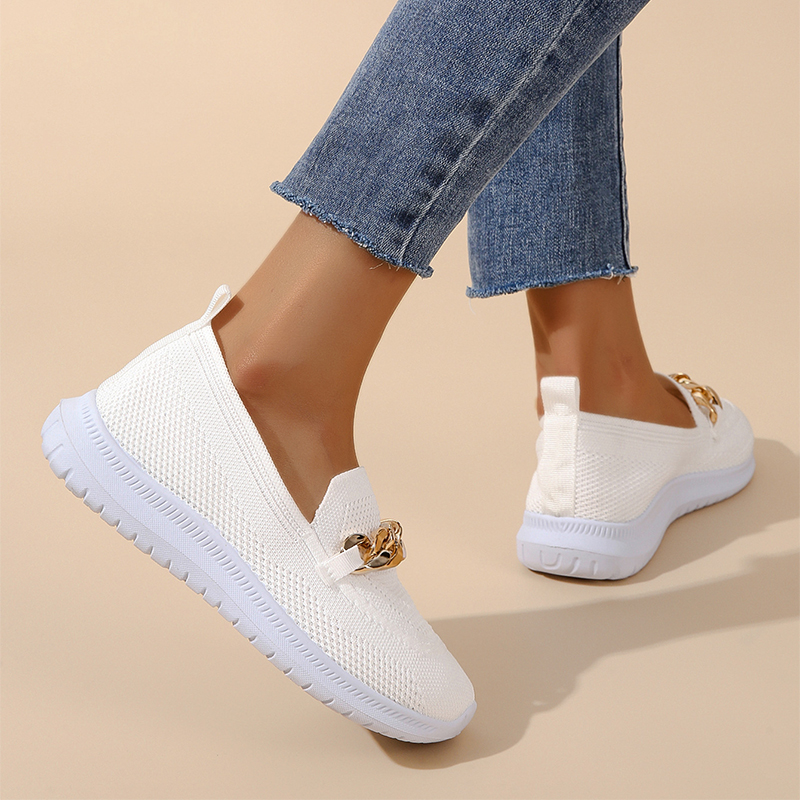 Mother‘s Day Chain Flats Shoes Women Mesh Sports Walking Shoes-9