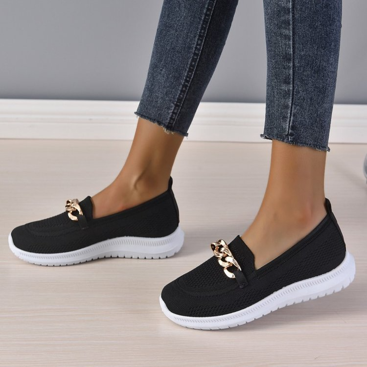 Mother‘s Day Chain Flats Shoes Women Mesh Sports Walking Shoes-1