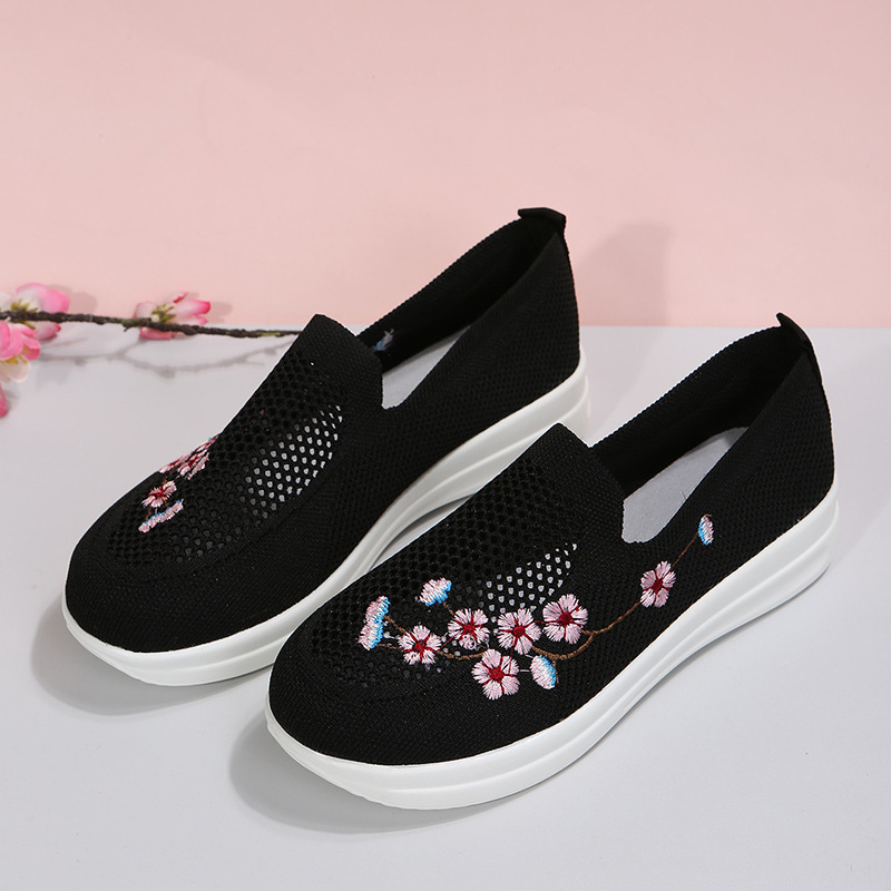 Mother‘s Day Gift Loafers Women Flowers Embroidery Shoes Breathable Mesh Flats-5