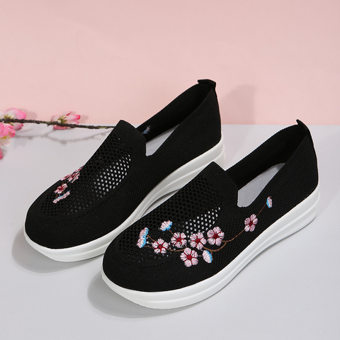 Mother‘s Day Gift Loafers Women Flowers Embroidery Shoes Breathable Mesh Flats-5