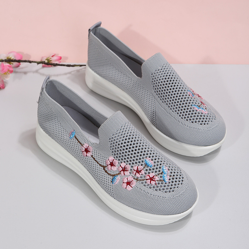 Mother‘s Day Gift Loafers Women Flowers Embroidery Shoes Breathable Mesh Flats-6