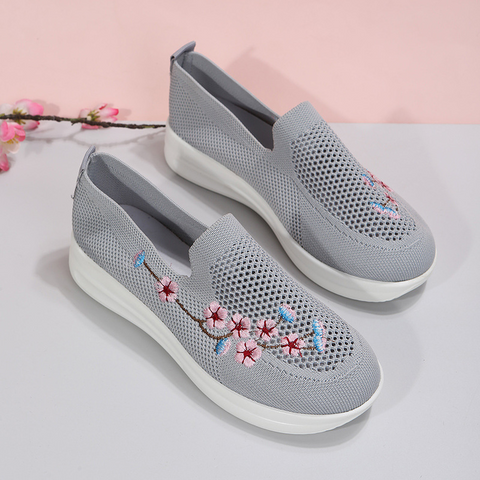 Mother‘s Day Gift Loafers Women Flowers Embroidery Shoes Breathable Mesh Flats-6