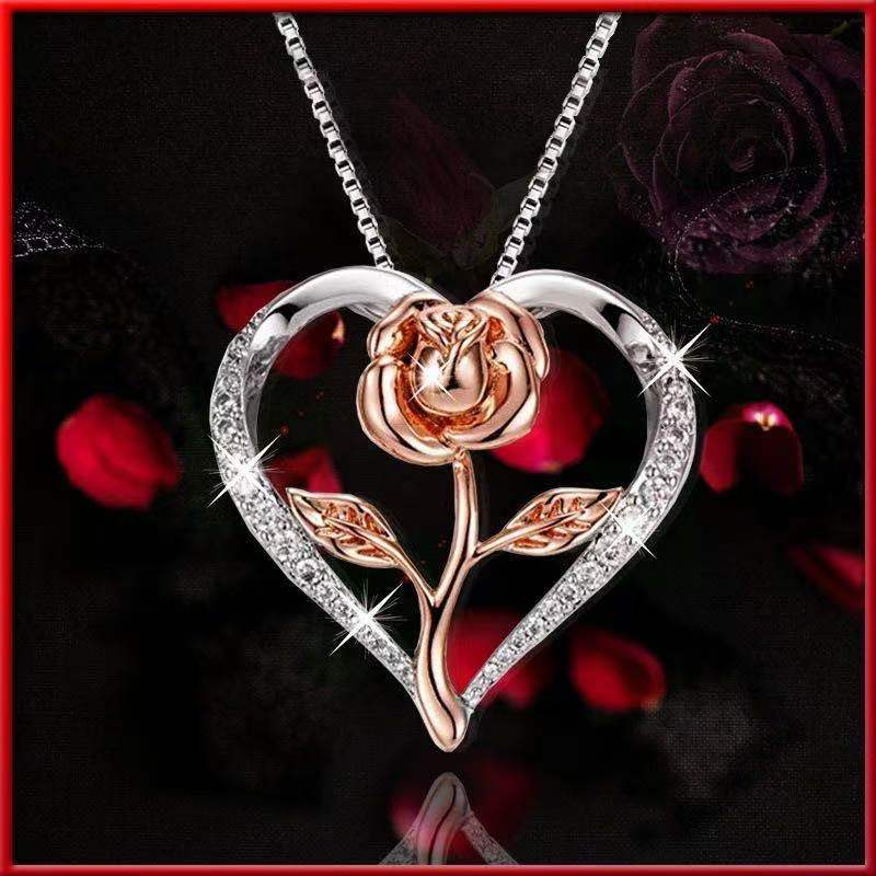     Mother_sDayGiftSilverZirconHeartRoseNecklaceForWomen-2