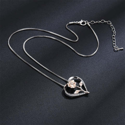    Mother_sDayGiftSilverZirconHeartRoseNecklaceForWomen-3