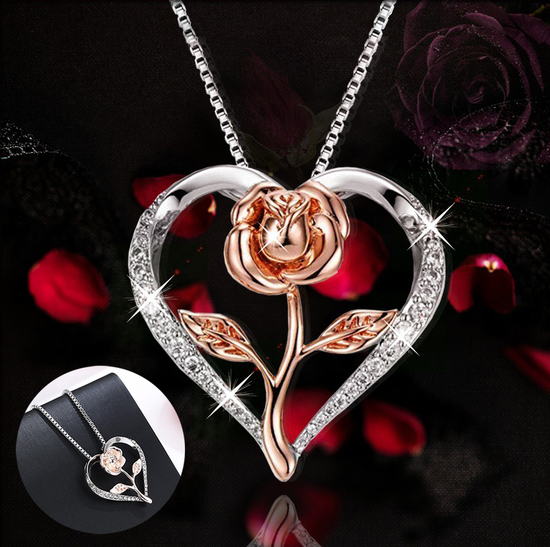   Mother_sDayGiftSilverZirconHeartRoseNecklaceForWomen-4