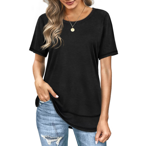 Mother‘s Day Summer Versatile Top Women's Casual Colored Cotton T-shirt-3