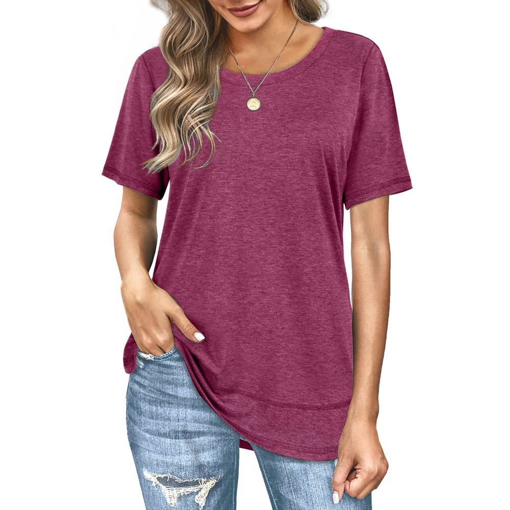 Mother‘s Day Summer Versatile Top Women's Casual Colored Cotton T-shirt-5