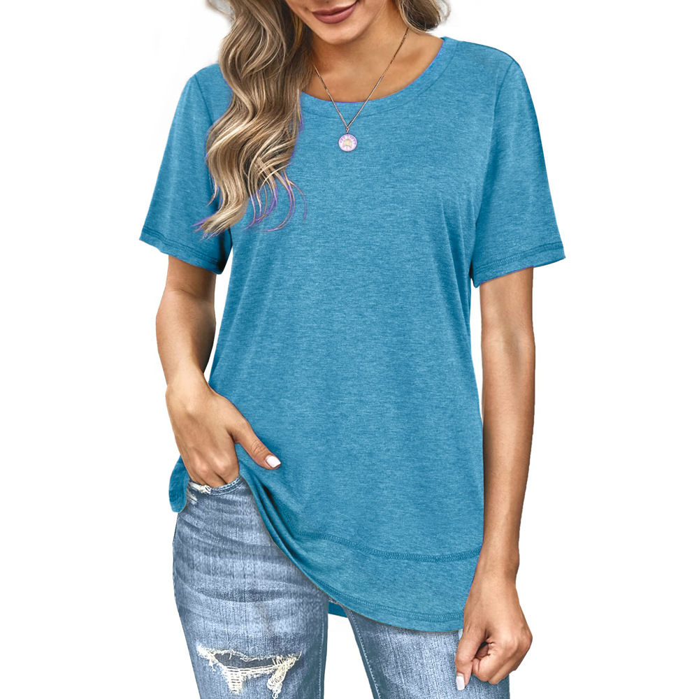 Mother‘s Day Summer Versatile Top Women's Casual Colored Cotton T-shirt-6