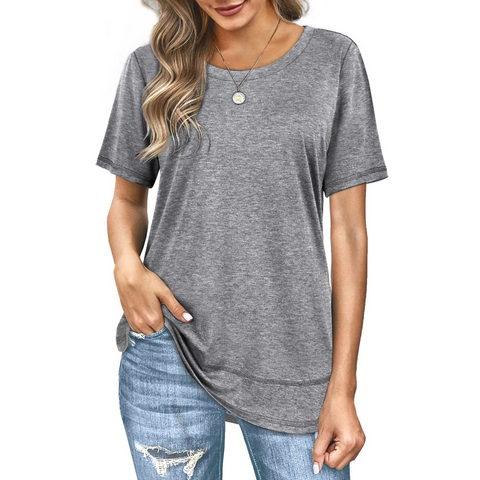 Mother‘s Day Summer Versatile Top Women's Casual Colored Cotton T-shirt-7