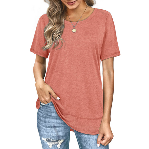 Mother‘s Day Summer Versatile Top Women's Casual Colored Cotton T-shirt-2
