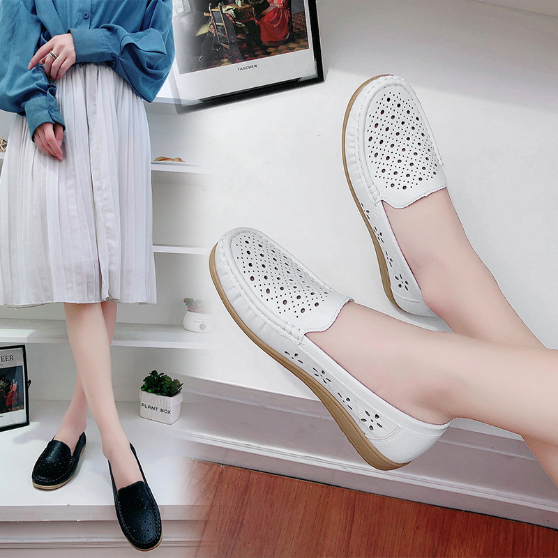 Mother‘s Day Women Loafers Hollow Out Breathable Anti Slip Flats Shoes-6