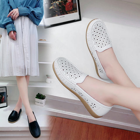 Mother‘s Day Women Loafers Hollow Out Breathable Anti Slip Flats Shoes-6