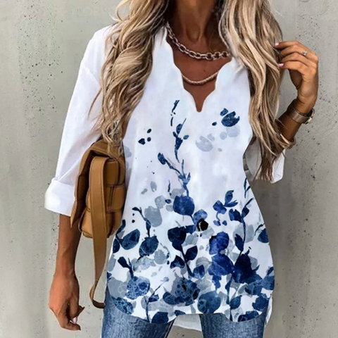 Mother‘s Day Women's Temperament New Wave Collar Shirt Printing Women-1