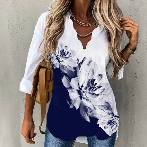 Mother‘s Day Women's Temperament New Wave Collar Shirt Printing Women-3