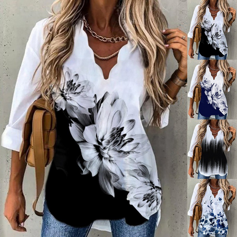 Mother‘s Day Women's Temperament New Wave Collar Shirt Printing Women-4