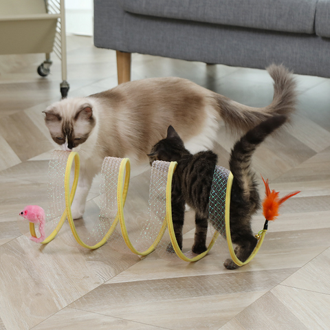     PetProductsCatPetsToysMouseShapeBallsFoldableCatKittenPlayTunnelFunnyCatStick-3