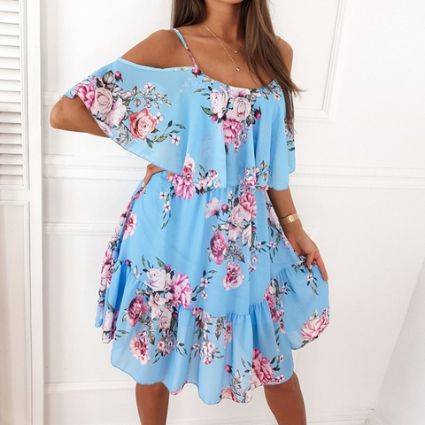PrintedDressOff-the-shoulderStrapSummerFashionDress-1
