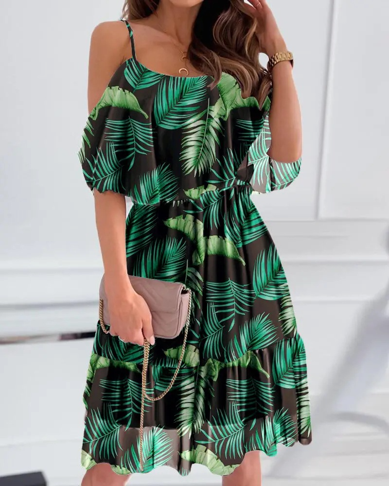 PrintedDressOff-the-shoulderStrapSummerFashionDress-4