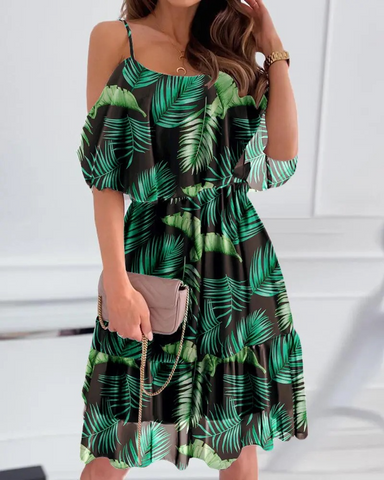 PrintedDressOff-the-shoulderStrapSummerFashionDress-4