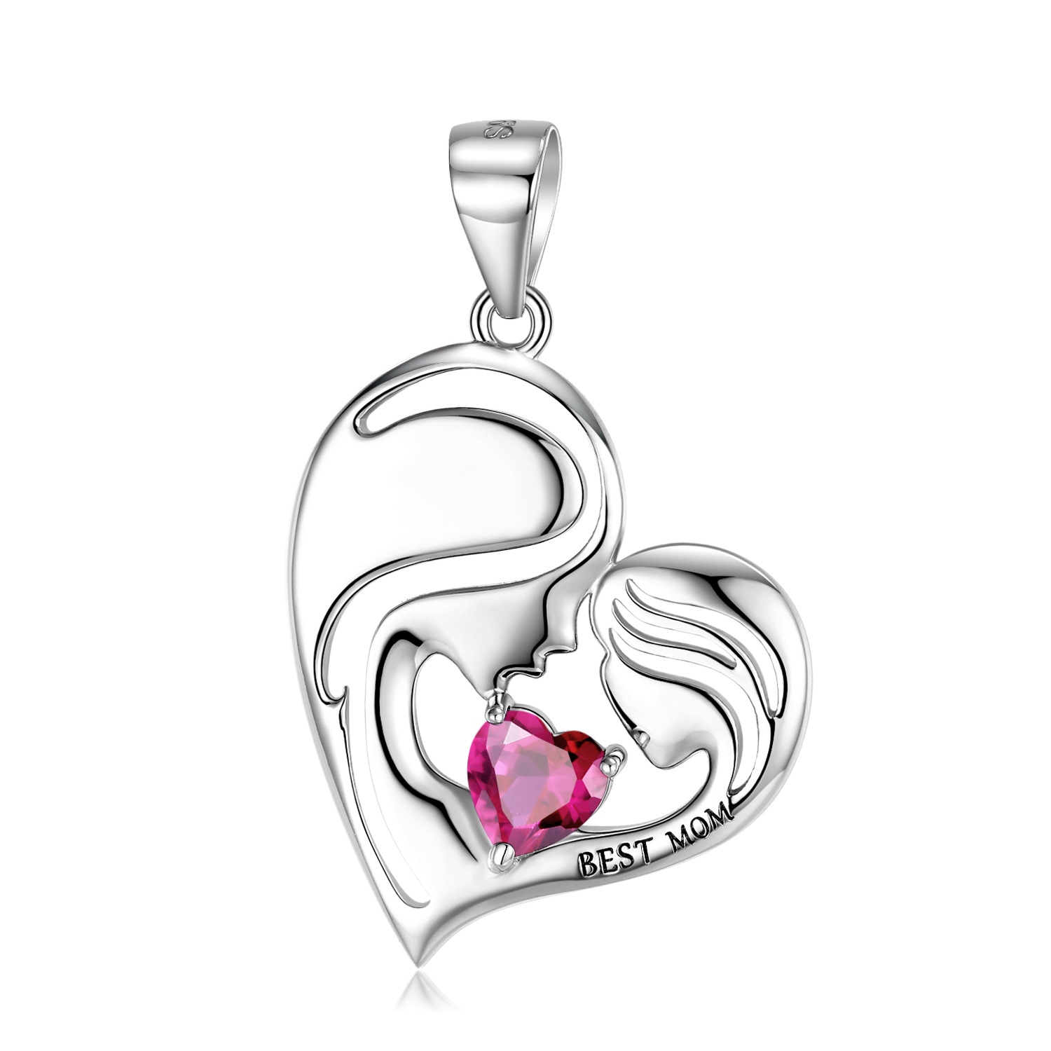       S925SterlingSilverHeartShapeBestMother_sDayGiftNecklace-12