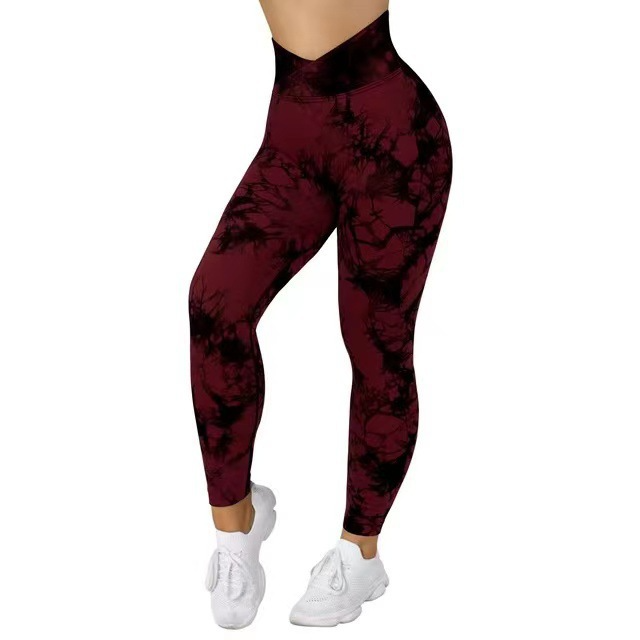 Seamless Tie Dye Leggings Women's Yoga Pants Push Up Sports Fitness Running Gym Leggings-2