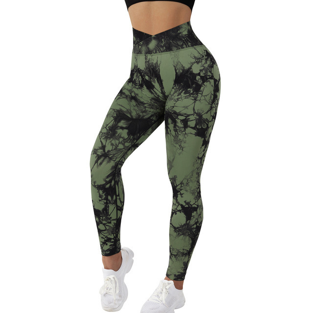 Seamless Tie Dye Leggings Women's Yoga Pants Push Up Sports Fitness Running Gym Leggings-4