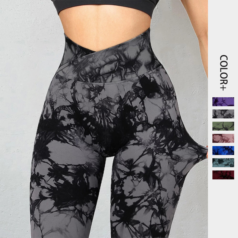 Seamless Tie Dye Leggings Women's Yoga Pants Push Up Sports Fitness Running Gym Leggings-1