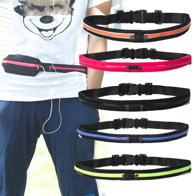 Sports Waist Bag With Double Pocket Slim Zip Running Phone Belt Bags Fitness-2