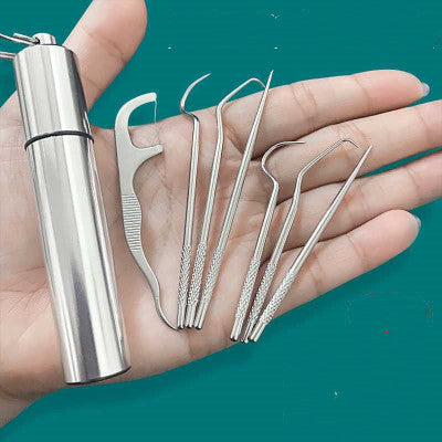 Stainless Steel Toothpick 304 Household Portable Cleaning Tool Toothpick Set 7pcs1