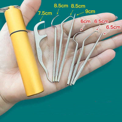 Stainless Steel Toothpick 304 Household Portable Cleaning Tool Toothpick Set 7pcs2